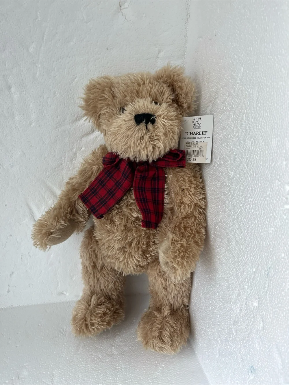 VTG Retired Ridgewood Collectibles-2004-Plush Teddy Bear-Charlie-KU-15”tall